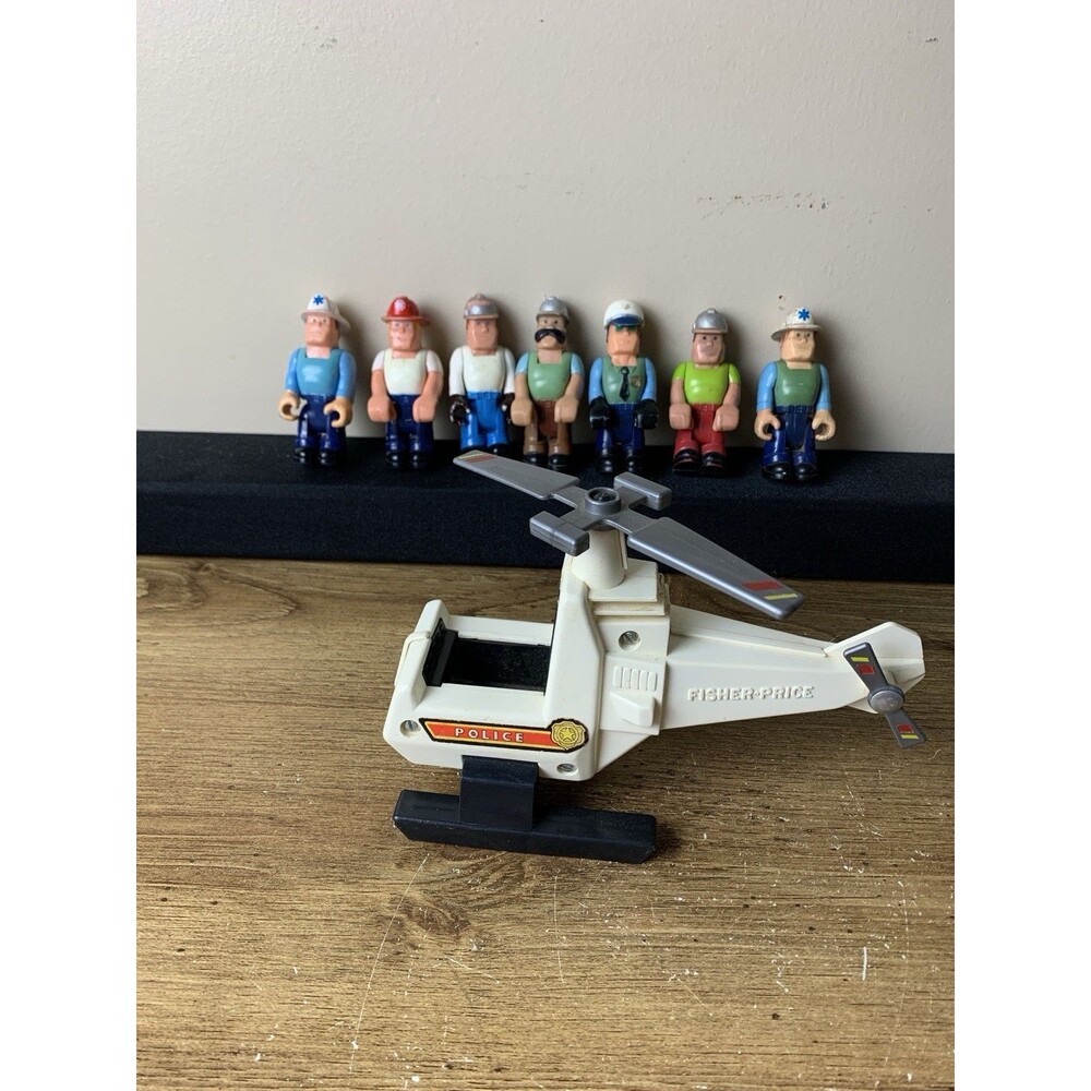 Fisher Price Husky Helpers Lot Of 7 Figures & Helicopter